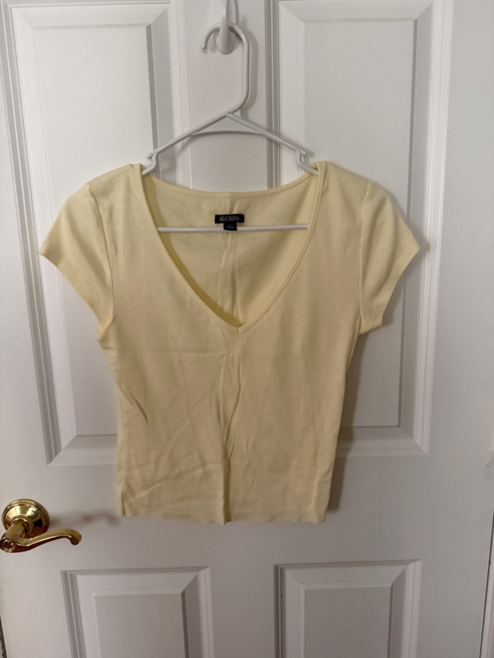 Angel Pale Yellow V-Neck Short Sleeve Tee